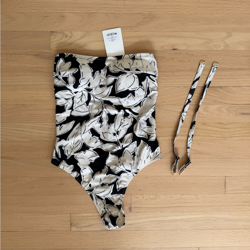 Peony Black and White Floral One Piece Swimsuit Size Large